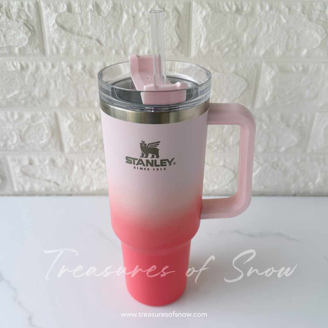New Stanley Adventure Quencher Travel Tumbler Straw Cup 40 oz Pink / Petal